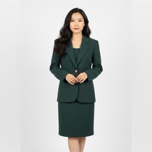 Vintage Sag Harbor Dark Green Classic Blazer and Skirt set.100% wool